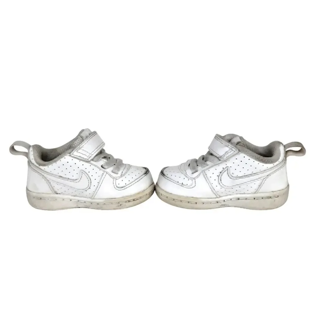 Nike Court Borough Low Top White Leather Sneaker Hook Loop Toddler 3 Basketball